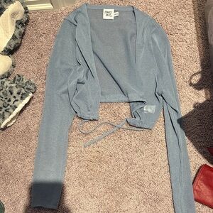 Princess Polly Light Blue Tie-Front Top